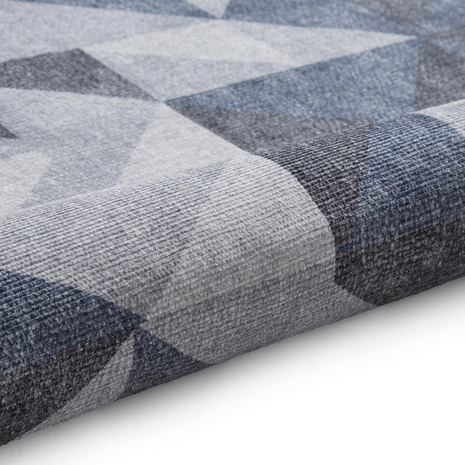 Washable Coral H1057 Modern Geometric Lightweight Printed Polyester Flatweave Blue/Grey Runner-Think Rugs-Rug Love - The Most Loved Rug Store