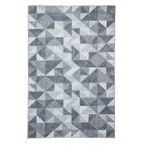 Washable Coral H1057 Modern Geometric Lightweight Printed Polyester Flatweave Grey Rug