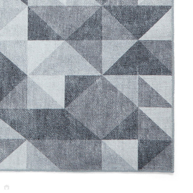 Washable Coral H1057 Modern Geometric Lightweight Printed Polyester Flatweave Grey Runner-Think Rugs-Rug Love - The Most Loved Rug Store
