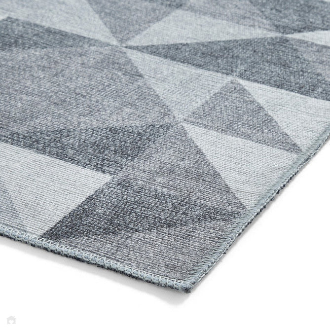 Washable Coral H1057 Modern Geometric Lightweight Printed Polyester Flatweave Grey Runner-Think Rugs-Rug Love - The Most Loved Rug Store