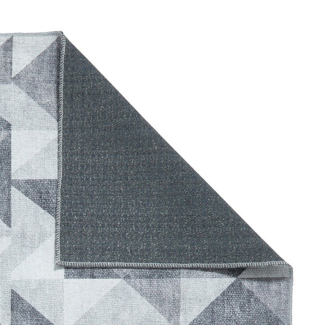 Washable Coral H1057 Modern Geometric Lightweight Printed Polyester Flatweave Grey Runner-Think Rugs-Rug Love - The Most Loved Rug Store