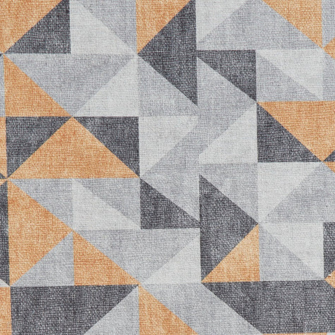 Washable Coral H1057 Modern Geometric Lightweight Printed Polyester Flatweave Yellow/Grey Runner-Think Rugs-Rug Love - The Most Loved Rug Store