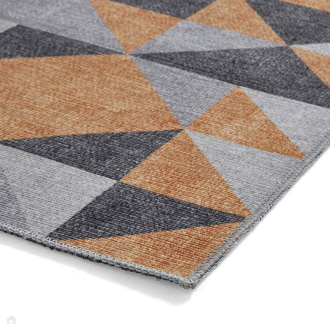 Washable Coral H1057 Modern Geometric Lightweight Printed Polyester Flatweave Yellow/Grey Runner-Think Rugs-Rug Love - The Most Loved Rug Store