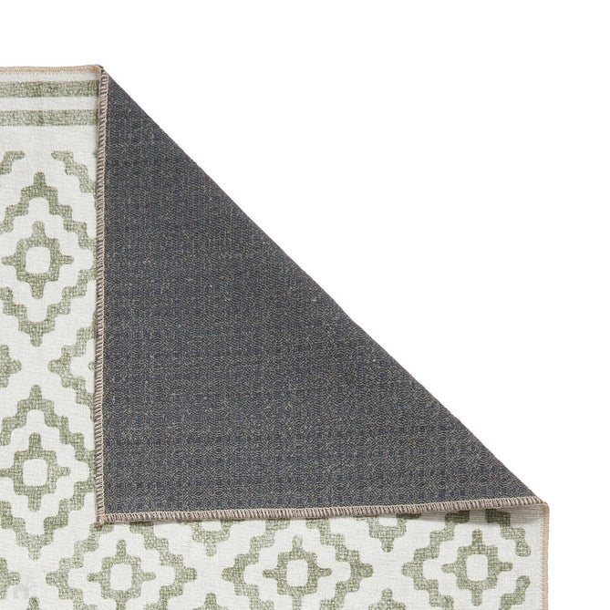 Washable Coral H1058 Modern Distressed Geometric Diamond Textured Recycled Lightweight Printed Polyester Flatweave Green Rug-Think Rugs-Rug Love - The Most Loved Rug Store