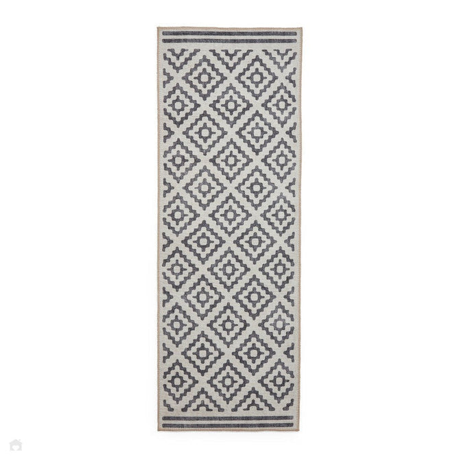 Washable Coral H1058 Modern Distressed Geometric Diamond Textured Recycled Lightweight Printed Polyester Flatweave Grey Rug-Think Rugs-Rug Love - The Most Loved Rug Store