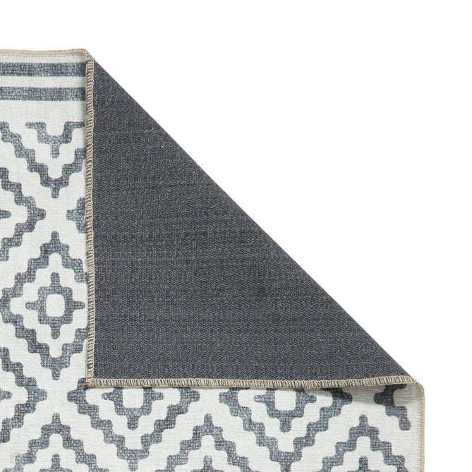 Washable Coral H1058 Modern Distressed Geometric Diamond Textured Recycled Lightweight Printed Polyester Flatweave Grey Rug-Think Rugs-Rug Love - The Most Loved Rug Store