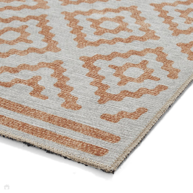 Washable Coral H1058 Modern Distressed Geometric Diamond Textured Recycled Lightweight Printed Polyester Flatweave Yellow Rug-Think Rugs-Rug Love - The Most Loved Rug Store
