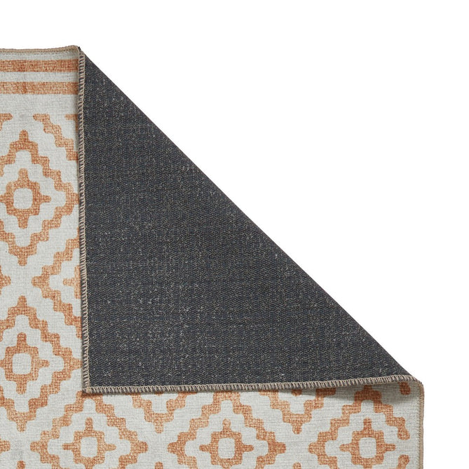 Washable Coral H1058 Modern Distressed Geometric Diamond Textured Recycled Lightweight Printed Polyester Flatweave Yellow Rug-Think Rugs-Rug Love - The Most Loved Rug Store