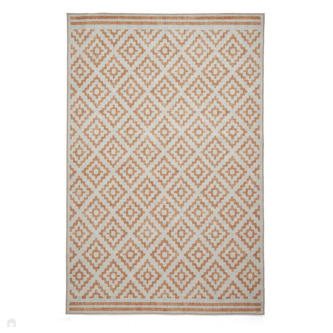 Washable Coral H1058 Modern Distressed Geometric Diamond Textured Recycled Lightweight Printed Polyester Flatweave Yellow Rug-Think Rugs-Rug Love - The Most Loved Rug Store