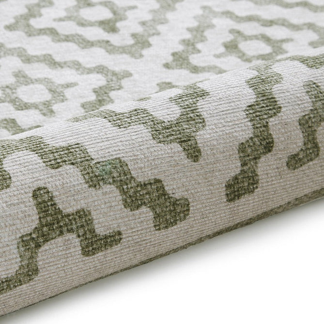 Washable Coral H1058 Modern Geometric Lightweight Printed Polyester Flatweave Green Runner-Think Rugs-Rug Love - The Most Loved Rug Store