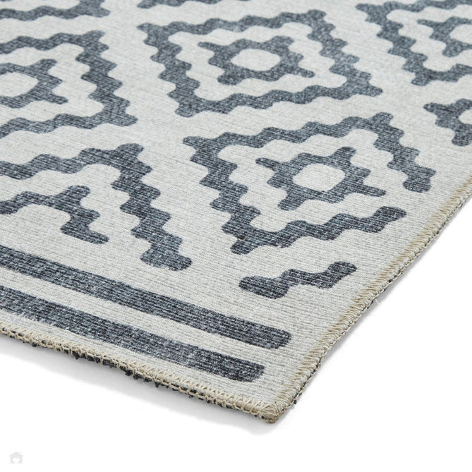 Washable Coral H1058 Modern Geometric Lightweight Printed Polyester Flatweave Grey Runner-Think Rugs-Rug Love - The Most Loved Rug Store