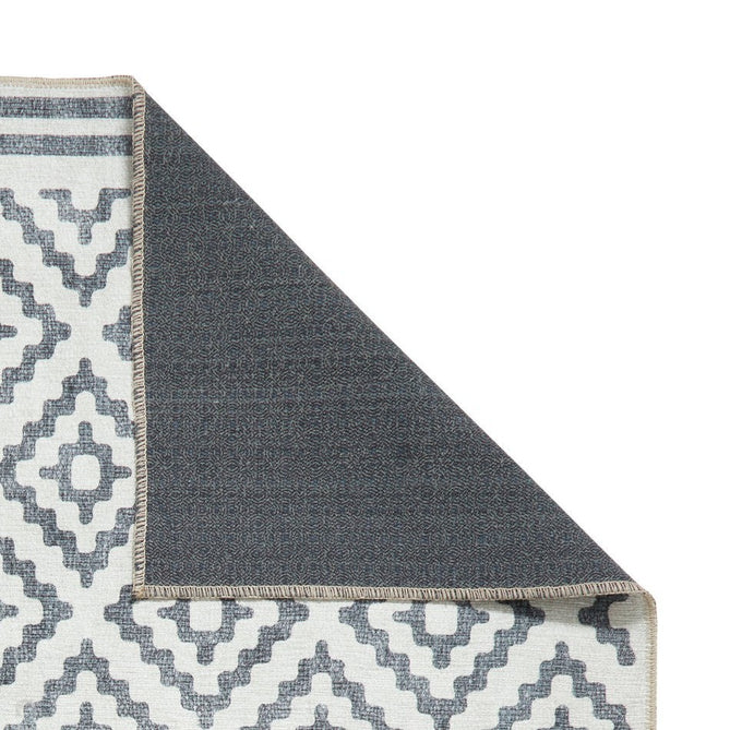 Washable Coral H1058 Modern Geometric Lightweight Printed Polyester Flatweave Grey Runner-Think Rugs-Rug Love - The Most Loved Rug Store