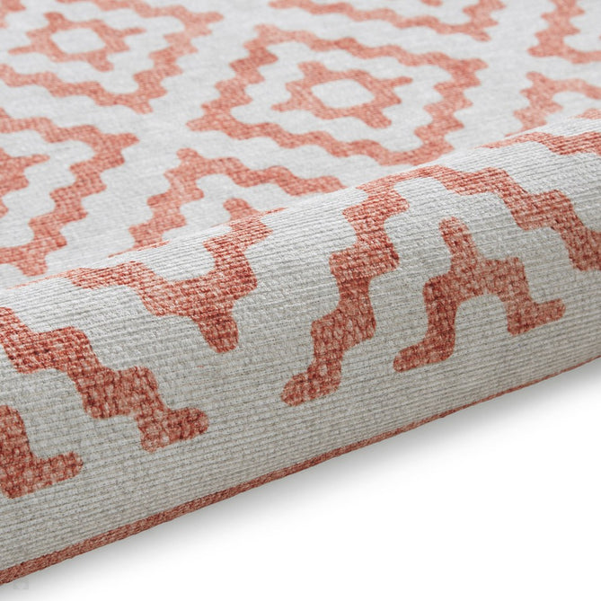 Washable Coral H1058 Modern Geometric Lightweight Printed Polyester Flatweave Orange Rug-Think Rugs-Rug Love - The Most Loved Rug Store