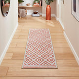 Washable Coral H1058 Modern Geometric Lightweight Printed Polyester Flatweave Orange Runner
