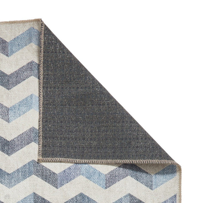 Washable Coral H1059 Modern Geometric Lightweight Printed Polyester Flatweave Blue Runner-Think Rugs-Rug Love - The Most Loved Rug Store
