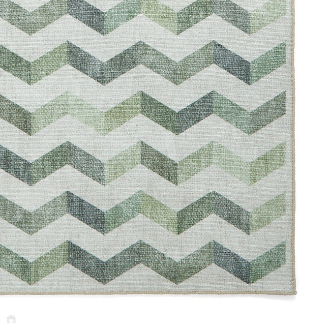 Washable Coral H1059 Modern Geometric Lightweight Printed Polyester Flatweave Green Runner-Think Rugs-Rug Love - The Most Loved Rug Store