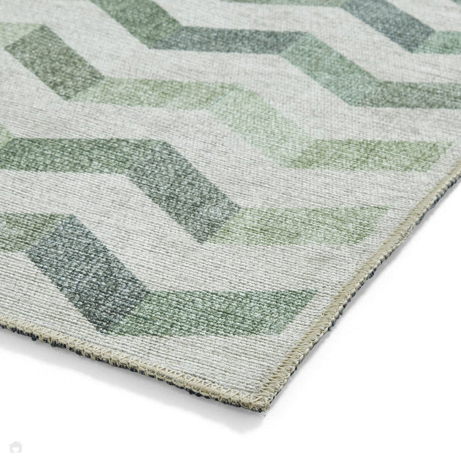 Washable Coral H1059 Modern Geometric Lightweight Printed Polyester Flatweave Green Runner-Think Rugs-Rug Love - The Most Loved Rug Store
