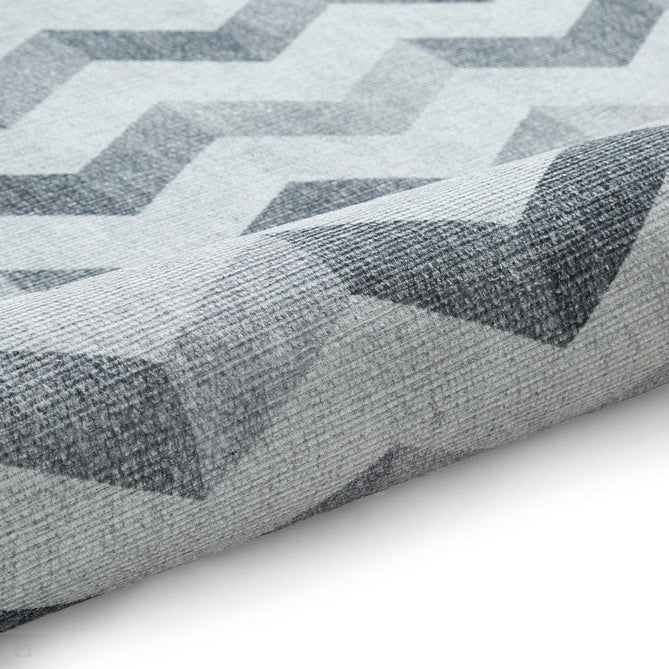 Washable Coral H1059 Modern Geometric Lightweight Printed Polyester Flatweave Grey Runner-Think Rugs-Rug Love - The Most Loved Rug Store