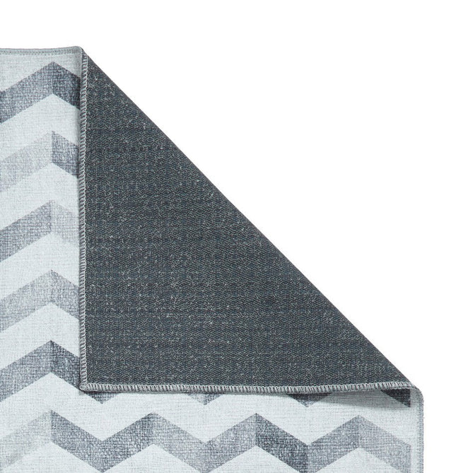 Washable Coral H1059 Modern Geometric Lightweight Printed Polyester Flatweave Grey Runner-Think Rugs-Rug Love - The Most Loved Rug Store