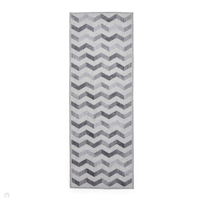 Washable Coral H1059 Modern Geometric Lightweight Printed Polyester Flatweave Grey Runner-Think Rugs-Rug Love - The Most Loved Rug Store