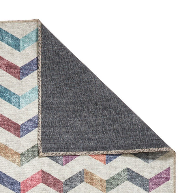 Washable Coral H1059 Modern Geometric Lightweight Printed Polyester Flatweave Multi Runner-Think Rugs-Rug Love - The Most Loved Rug Store