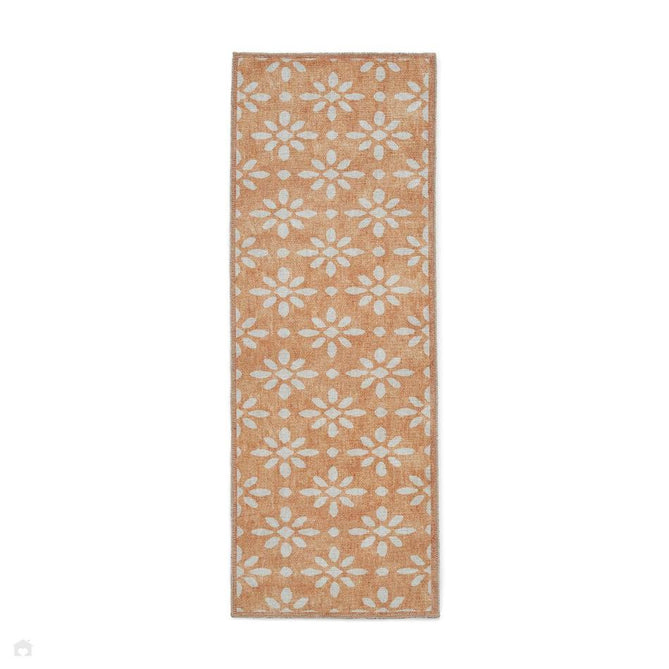 Washable Coral H1062 Modern Geometric Lightweight Printed Polyester Flatweave Yellow Runner-Think Rugs-Rug Love - The Most Loved Rug Store