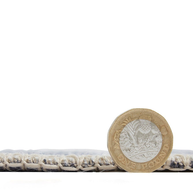 Washable Coral H1063 Modern Distressed Geometric Lattice Textured Recycled Lightweight Printed Polyester Flatweave Blue Runner-Think Rugs-Rug Love - The Most Loved Rug Store