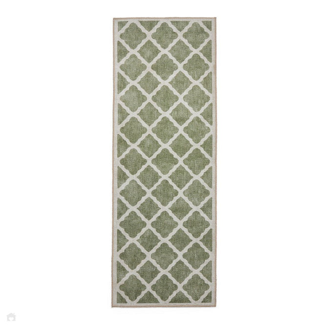 Washable Coral H1063 Modern Distressed Geometric Lattice Textured Recycled Lightweight Printed Polyester Flatweave Green Rug-Think Rugs-Rug Love - The Most Loved Rug Store