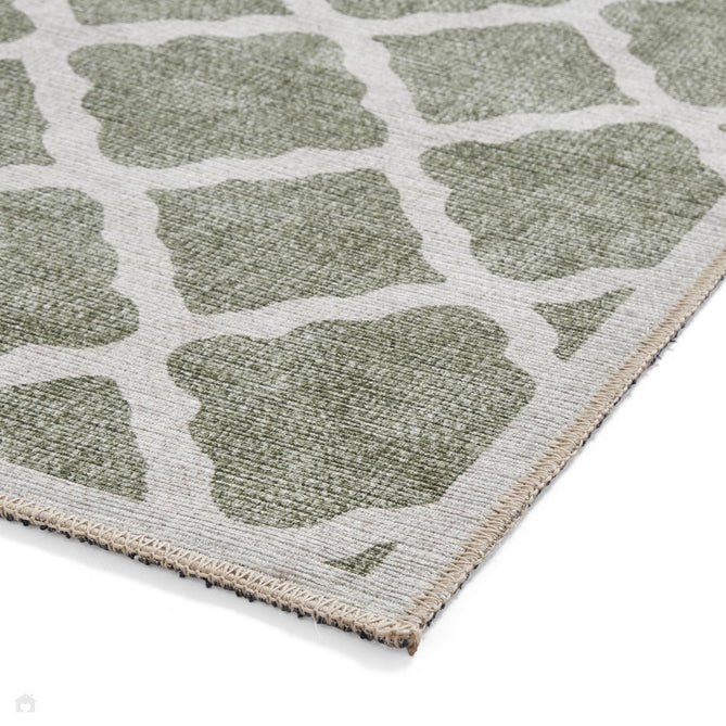 Washable Coral H1063 Modern Distressed Geometric Lattice Textured Recycled Lightweight Printed Polyester Flatweave Green Rug-Think Rugs-Rug Love - The Most Loved Rug Store