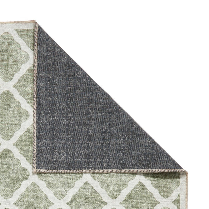 Washable Coral H1063 Modern Distressed Geometric Lattice Textured Recycled Lightweight Printed Polyester Flatweave Green Rug-Think Rugs-Rug Love - The Most Loved Rug Store