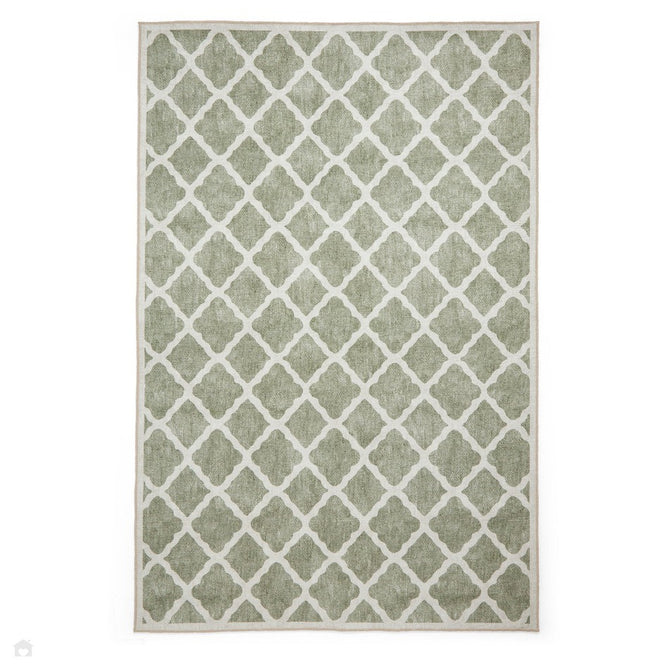 Washable Coral H1063 Modern Distressed Geometric Lattice Textured Recycled Lightweight Printed Polyester Flatweave Green Rug-Think Rugs-Rug Love - The Most Loved Rug Store