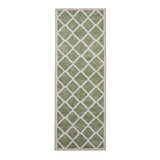 Washable Coral H1063 Modern Distressed Geometric Lattice Textured Recycled Lightweight Printed Polyester Flatweave Green Runner