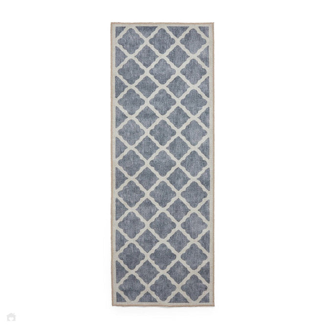 Washable Coral H1063 Modern Distressed Geometric Lattice Textured Recycled Lightweight Printed Polyester Flatweave Grey Rug-Think Rugs-Rug Love - The Most Loved Rug Store