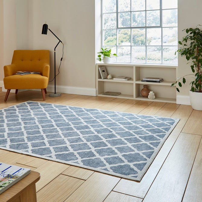 Washable Coral H1063 Modern Distressed Geometric Lattice Textured Recycled Lightweight Printed Polyester Flatweave Grey Rug-Think Rugs-Rug Love - The Most Loved Rug Store