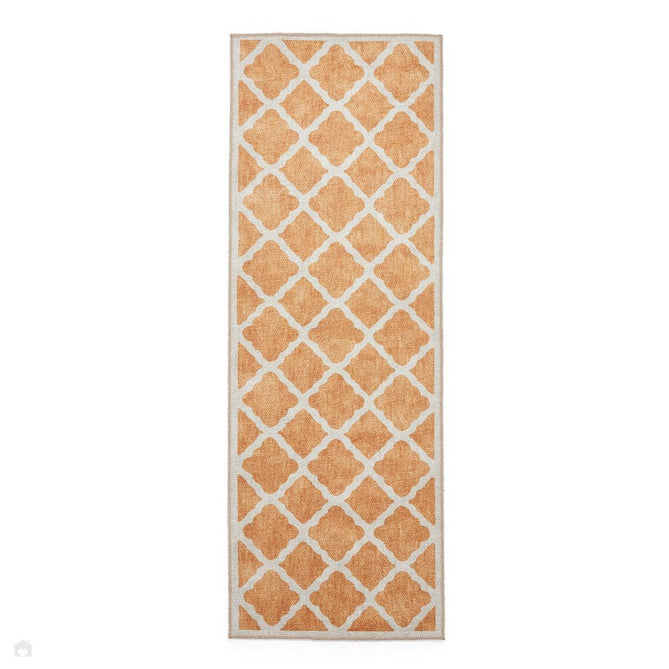Washable Coral H1063 Modern Distressed Geometric Lattice Textured Recycled Lightweight Printed Polyester Flatweave Yellow Rug-Think Rugs-Rug Love - The Most Loved Rug Store