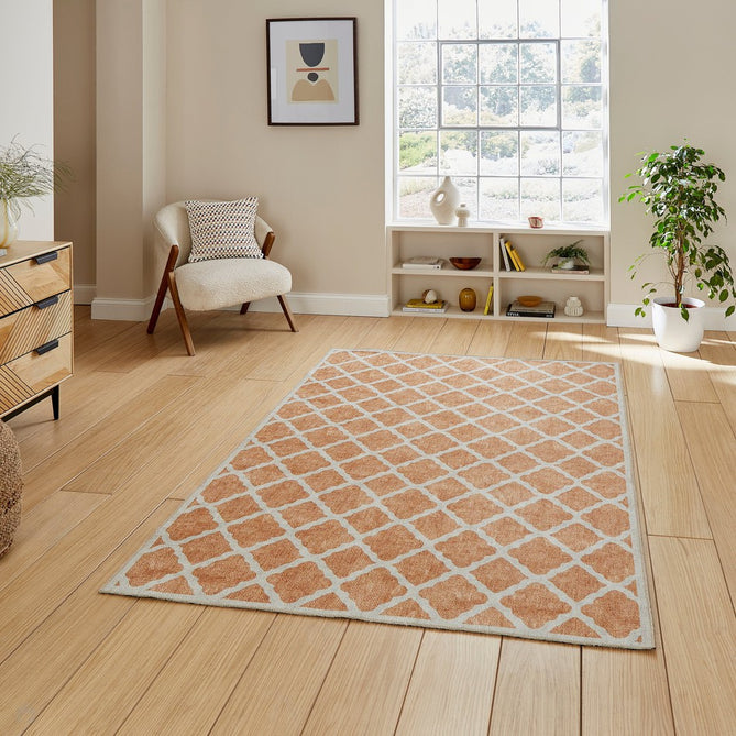 Washable Coral H1063 Modern Distressed Geometric Lattice Textured Recycled Lightweight Printed Polyester Flatweave Yellow Rug-Think Rugs-Rug Love - The Most Loved Rug Store