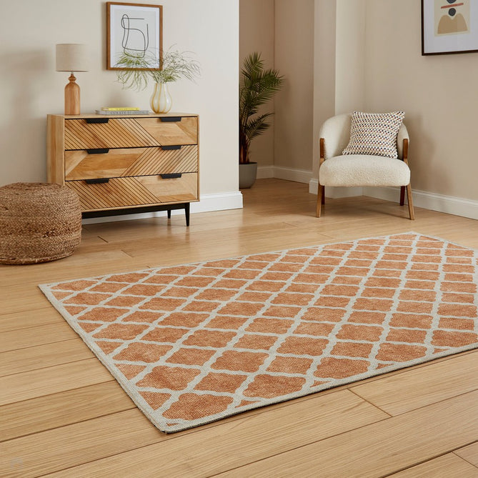 Washable Coral H1063 Modern Distressed Geometric Lattice Textured Recycled Lightweight Printed Polyester Flatweave Yellow Rug-Think Rugs-Rug Love - The Most Loved Rug Store