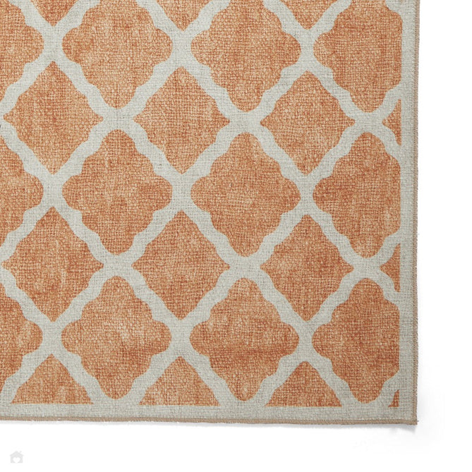 Washable Coral H1063 Modern Distressed Geometric Lattice Textured Recycled Lightweight Printed Polyester Flatweave Yellow Rug-Think Rugs-Rug Love - The Most Loved Rug Store