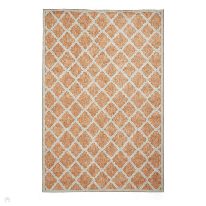 Washable Coral H1063 Modern Distressed Geometric Lattice Textured Recycled Lightweight Printed Polyester Flatweave Yellow Rug-Think Rugs-Rug Love - The Most Loved Rug Store