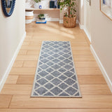 Washable Coral H1063 Modern Geometric Lightweight Printed Polyester Flatweave Grey Runner