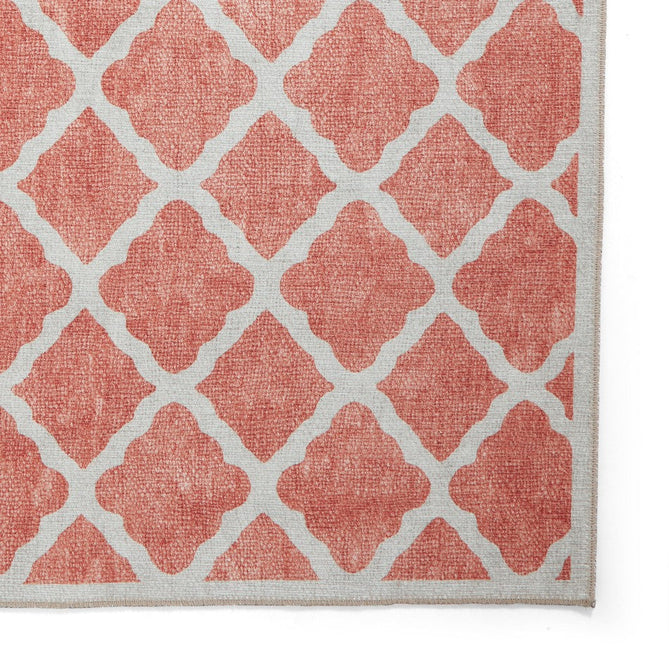 Washable Coral H1063 Modern Geometric Lightweight Printed Polyester Flatweave Orange Runner-Think Rugs-Rug Love - The Most Loved Rug Store
