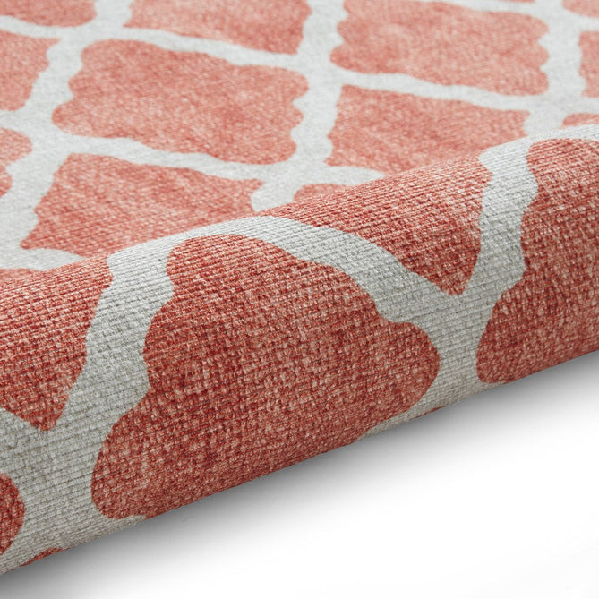 Washable Coral H1063 Modern Geometric Lightweight Printed Polyester Flatweave Orange Runner-Think Rugs-Rug Love - The Most Loved Rug Store