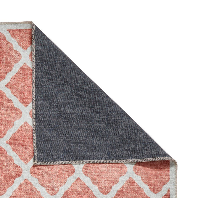 Washable Coral H1063 Modern Geometric Lightweight Printed Polyester Flatweave Orange Runner-Think Rugs-Rug Love - The Most Loved Rug Store