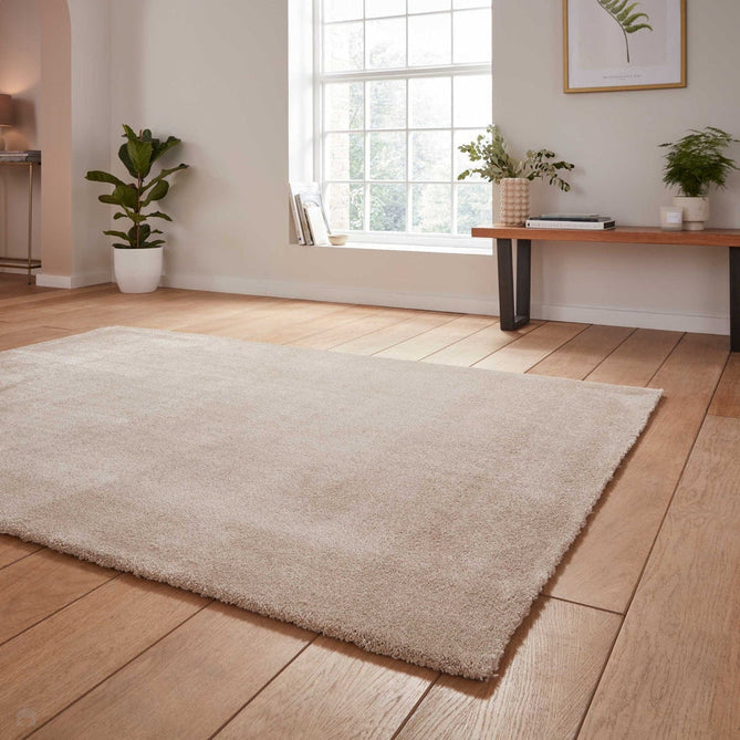 Washable Cove Modern Tonal Plain Soft-Touch Textured Sleek Low Profile Polypropylene Shaggy Pile Beige Rug-Think Rugs-Rug Love - The Most Loved Rug Store