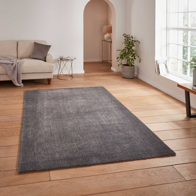 Washable Cove Modern Tonal Plain Soft-Touch Textured Sleek Low Profile Polypropylene Shaggy Pile Charcoal Grey Rug-Think Rugs-Rug Love - The Most Loved Rug Store
