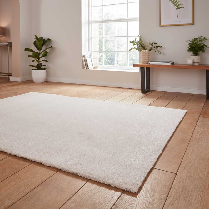 Washable Cove Modern Tonal Plain Soft-Touch Textured Sleek Low Profile Polypropylene Shaggy Pile Cream Rug-Think Rugs-Rug Love - The Most Loved Rug Store