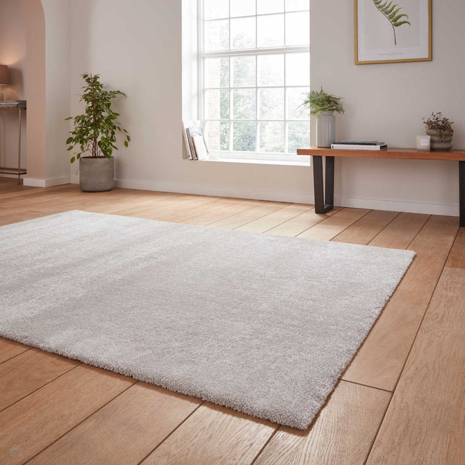 Washable Cove Modern Tonal Plain Soft-Touch Textured Sleek Low Profile Polypropylene Shaggy Pile Silver Rug-Think Rugs-Rug Love - The Most Loved Rug Store