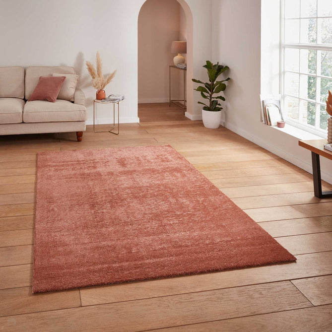 Washable Cove Modern Tonal Plain Soft-Touch Textured Sleek Low Profile Polypropylene Shaggy Pile Terracotta Rug-Think Rugs-Rug Love - The Most Loved Rug Store