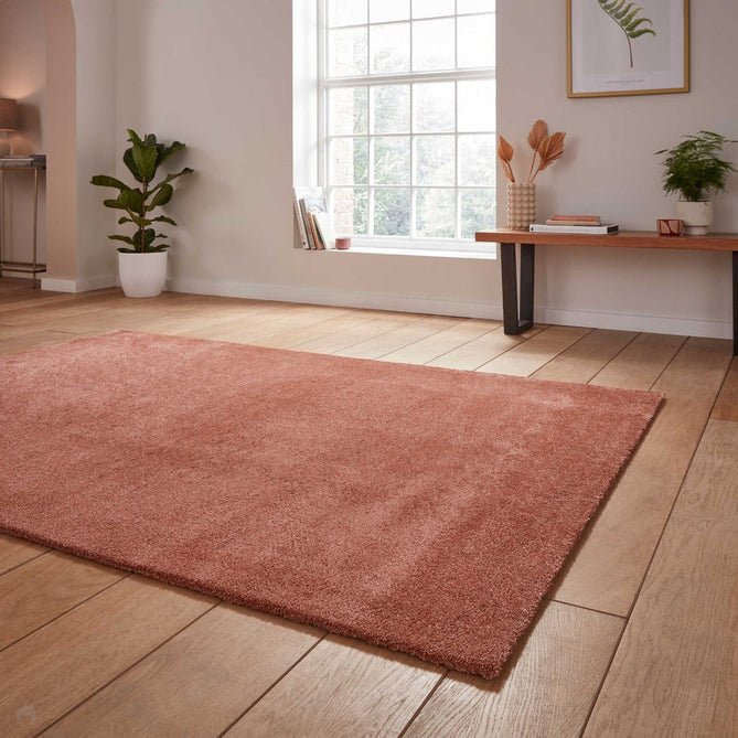 Washable Cove Modern Tonal Plain Soft-Touch Textured Sleek Low Profile Polypropylene Shaggy Pile Terracotta Rug-Think Rugs-Rug Love - The Most Loved Rug Store