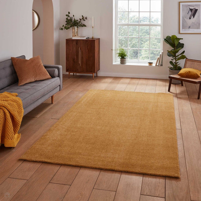 Washable Cove Sleek Low Pile Texture Soft Plain Polyproplene Shaggy Yellow Rug-Think Rugs-Rug Love - The Most Loved Rug Store